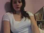 Busty teen dildoing on Skype